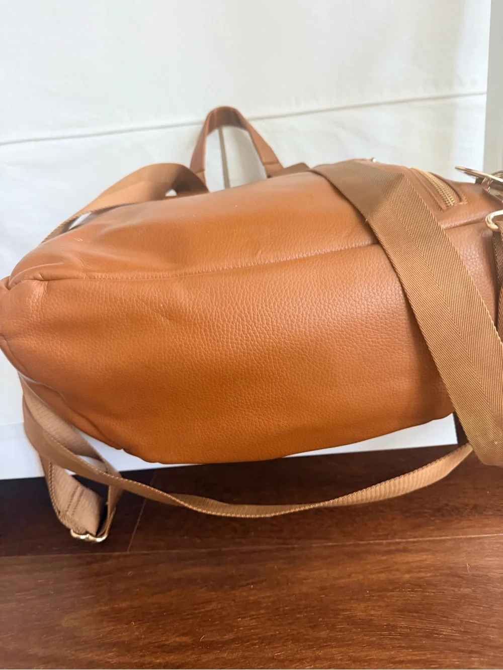 Fawn Design Cognac Leather Diaper Bag with Gold Hardware